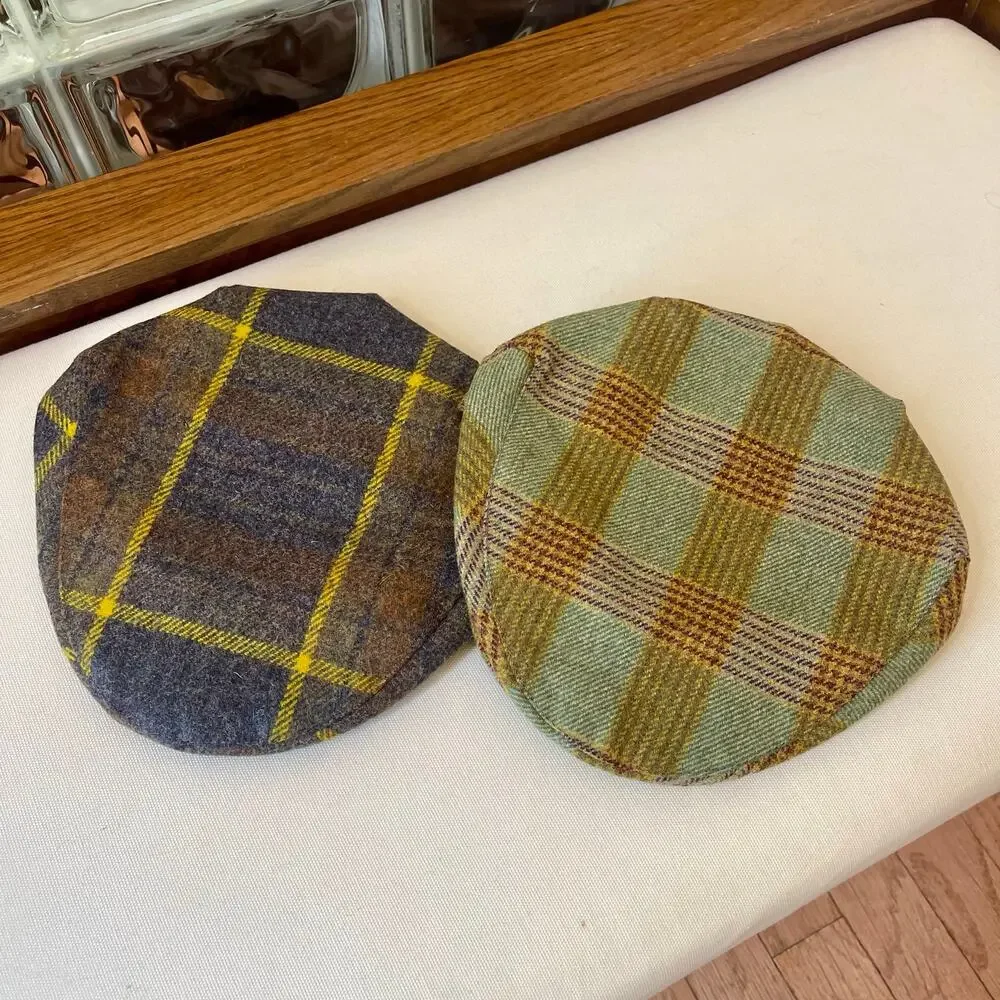 Classic Highland Harris Tweed Flat Cap Boys Hat Small Med Made in Scotland